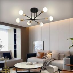 COMELY Vintage Ceiling Lights, 6 Lights Industrial Ceiling Lights, Dia 52cm in Gold - thumbnail 5
