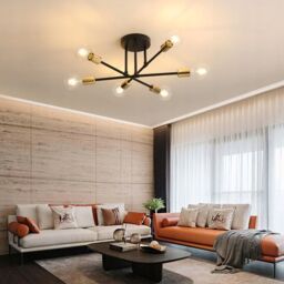 COMELY Vintage Ceiling Lights, 6 Lights Industrial Ceiling Lights, Dia 52cm in Gold - thumbnail 6