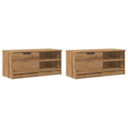 Berkfield Home TV Cabinets 2 pcs Artisan Oak 80x35x36.5 cm Engineered Wood in Brown - thumbnail 4