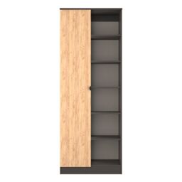 Ready Assembled 2 U Norway Tall 2 Door 1 Drawer Robe (Ready Assembled) in Dark Grey - Size: Large - thumbnail 1