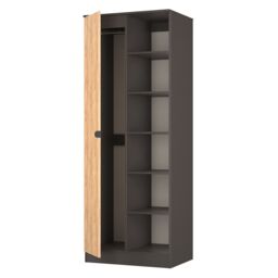 Ready Assembled 2 U Norway Tall 2 Door 1 Drawer Robe (Ready Assembled) in Dark Grey - Size: Large - thumbnail 5