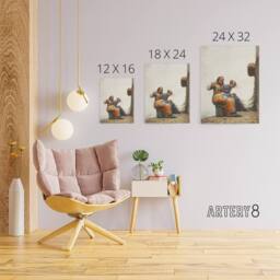 "Artery8 Mending the Fishing Nets Winslow Homer Canvas Wall Art Print in White - Size: W12"" x H16""" - thumbnail 4