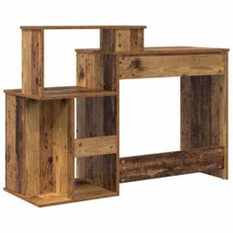 Berkfield Home Desk with Storage Old Wood 120.5x44x88.5 cm Engineered Wood - thumbnail 8