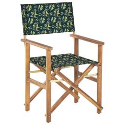 Wyld and Coco Set 2 Folding Director Chairs Acacia Wood Off-White and Olives in Green - thumbnail 4