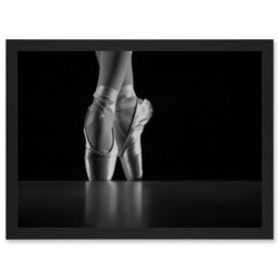 Artery8 Ballerina Ballet Shoes A4 Artwork Framed Wall Art Print in Black - thumbnail 1
