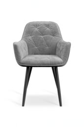 More4Homes Set Of 4 Anika Modern Velvet Dining Chair Padded Seat Metal Legs in Grey - thumbnail 3
