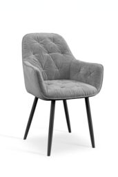 More4Homes Set Of 4 Anika Modern Velvet Dining Chair Padded Seat Metal Legs in Grey - thumbnail 2