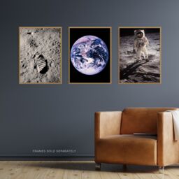Artery8 Wall Art Print Pack of 3 NASA Earth from Space Apollo 11 Moon Landing Astronaut Aldrin Armstrong Boot Large Poster Set - thumbnail 4