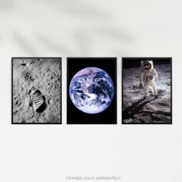 Artery8 Wall Art Print Pack of 3 NASA Earth from Space Apollo 11 Moon Landing Astronaut Aldrin Armstrong Boot Large Poster Set - thumbnail 3