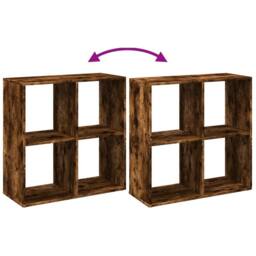 Berkfield Home Room Divider Bookcase Smoked Oak 69.5x29x69.5 cm Engineered Wood in Brown - thumbnail 8
