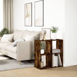 Berkfield Home Room Divider Bookcase Smoked Oak 69.5x29x69.5 cm Engineered Wood in Brown - thumbnail 4