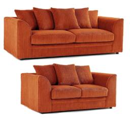 Furniture 786 Hannah Jumbo Cord 3+2 Seater Sofa Set in Orange - thumbnail 2