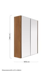 Orsina Stylish 2 Door Oak Effect Wall Cabinet, Melamine Finish Display Cabinet, Wall Mounted MDF Corner Cabinet in Natural - thumbnail 4