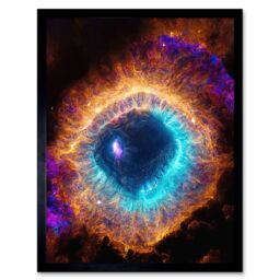 "Artery8 Wall Art Print The Eye Of God Photorealistic Vibrant Luminescent Space Nebula Art Framed in Black - Size: W12"" x H16""" - thumbnail 1
