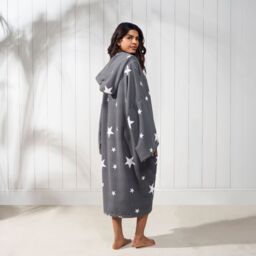 OHS Star Hooded Poncho Towel Swimming Adult Dry Changing Robe Beach Bath in Dark Grey - thumbnail 3