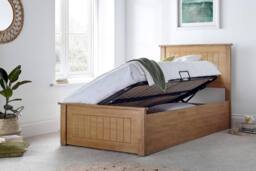 Time4sleep New England Single Oak Finish Ottoman Storage Bed Frame in Natural - thumbnail 3