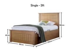 Time4sleep New England Single Oak Finish Ottoman Storage Bed Frame in Natural - thumbnail 4