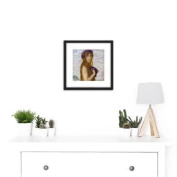 Artery8 Von Stuck Spring Allegory Painting 8X8 Inch Square Wooden Framed Wall Art Print Picture with Mount in Black - thumbnail 2