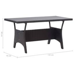 Berkfield Home Garden Table Black 120x70x66 cm Poly Rattan - Size: 120 x 70 x 66 cm - thumbnail 6