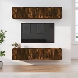 Berkfield Home Classic 6 Piece TV Cabinet Set Smoked Oak Engineered Wood in Brown - thumbnail 2