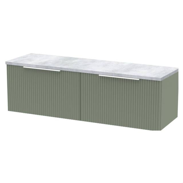 Balterley Tixall 2 Drawer Unit with Worktop, Satin Green, 1200mm, Laminate in Green - image 1