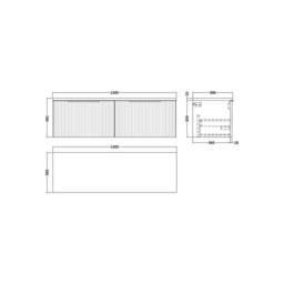 Balterley Tixall 2 Drawer Unit with Worktop, Satin Green, 1200mm, Laminate in Green - thumbnail 2