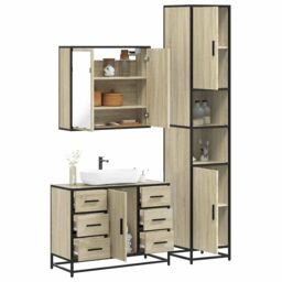 Berkfield Home 3 Piece Bathroom Furniture Set Sonoma Oak Engineered Wood in Brown - thumbnail 1