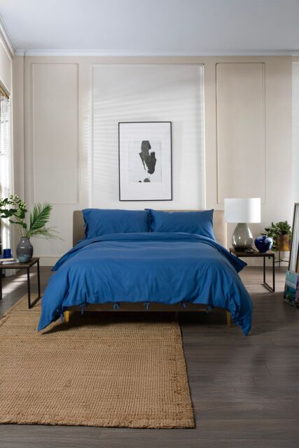 The Lyndon Company Soft & Textured 100% Washed Cotton Duvet Cover Set, Soft & Breathable Bedding in Blue - Size: King - image 1