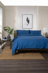 The Lyndon Company Soft & Textured 100% Washed Cotton Duvet Cover Set, Soft & Breathable Bedding in Blue - Size: King - thumbnail 3