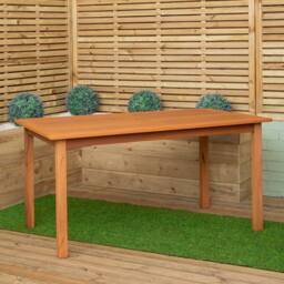 Samuel Alexander 6 Person Wooden Patio Dining Table Chairs with Green Parasol & Base in Brown - thumbnail 4