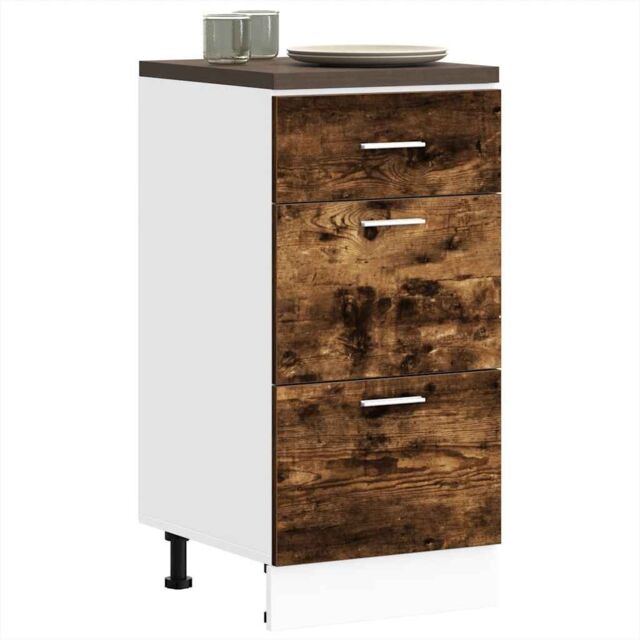 Berkfield Home Bottom Cabinet Smoked Oak 40x46x81.5 cm Engineered Wood in Brown - image 1
