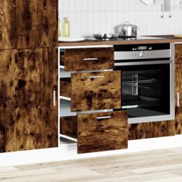 Berkfield Home Bottom Cabinet Smoked Oak 40x46x81.5 cm Engineered Wood in Brown - thumbnail 3