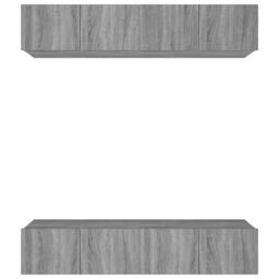 Berkfield Home TV Cabinets 4 pcs Grey Sonoma 80x30x30 cm Engineered Wood - Size: 80 x 30 x 30 cm - thumbnail 2