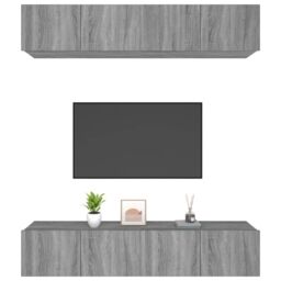 Berkfield Home TV Cabinets 4 pcs Grey Sonoma 80x30x30 cm Engineered Wood - Size: 80 x 30 x 30 cm - thumbnail 4