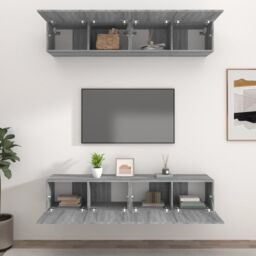 Berkfield Home TV Cabinets 4 pcs Grey Sonoma 80x30x30 cm Engineered Wood - Size: 80 x 30 x 30 cm - thumbnail 3
