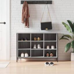 Berkfield Home Shoe Cabinet Grey Sonoma 100x35x70 cm Engineered Wood - Size: 100 x 35 x 70 cm - thumbnail 2