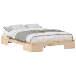 Berkfield Home Floor Bed Frame with Storage Brown 140 x 190 cm Solid pine wood in Natural - thumbnail 3