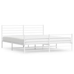 Berkfield Home Metal Bed Frame with Headboard & Footboard White 200x200 cm - thumbnail 1
