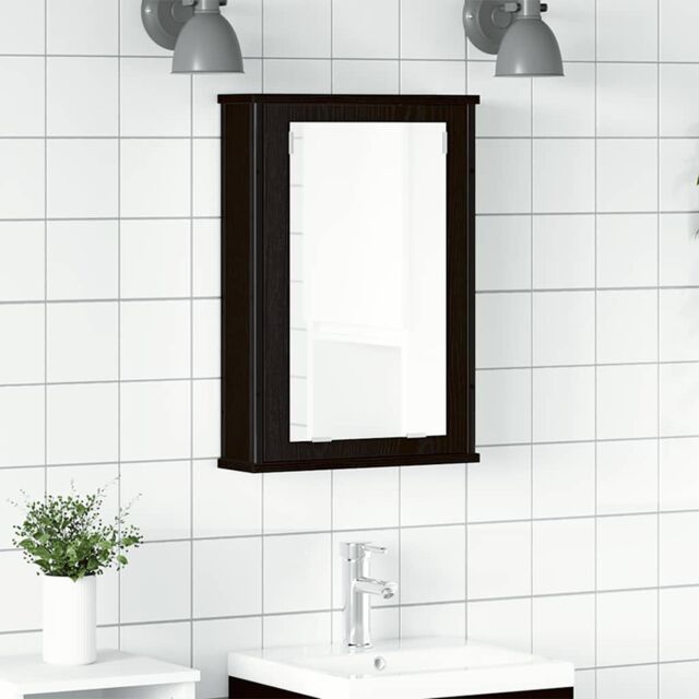 Berkfield Home Bathroom Mirror Cabinet Black Oak 42x12x60 cm Engineered Wood - Size: 42 x 12 x 60 cm - image 1