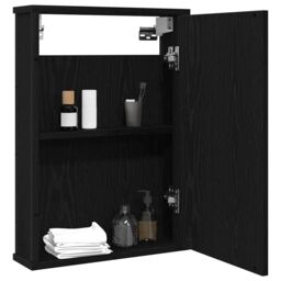 Berkfield Home Bathroom Mirror Cabinet Black Oak 42x12x60 cm Engineered Wood - Size: 42 x 12 x 60 cm - thumbnail 3