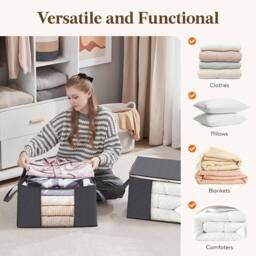 SPETLEK 6 Pack 90L Storage Bags Zipped for Clothes, Bedding, Toys in Grey - thumbnail 4