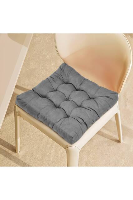 Living and Home Comfort Padded Corduroy Chair Cushion in Grey