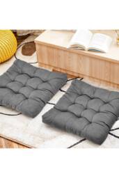 Living and Home Comfort Padded Corduroy Chair Cushion in Grey - thumbnail 2
