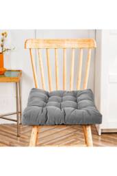 Living and Home Comfort Padded Corduroy Chair Cushion in Grey - thumbnail 3