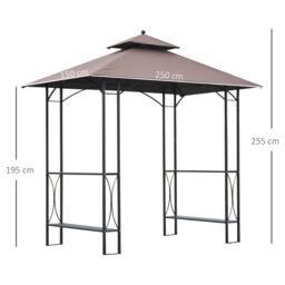 OUTSUNNY 2.5x1.5m BBQ Tent Canopy Patio Outdoor Awning Gazebo Sun Shelter in Brown - thumbnail 3