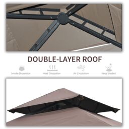 OUTSUNNY 2.5x1.5m BBQ Tent Canopy Patio Outdoor Awning Gazebo Sun Shelter in Brown - thumbnail 4
