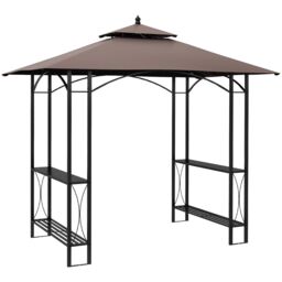 OUTSUNNY 2.5x1.5m BBQ Tent Canopy Patio Outdoor Awning Gazebo Sun Shelter in Brown - thumbnail 2