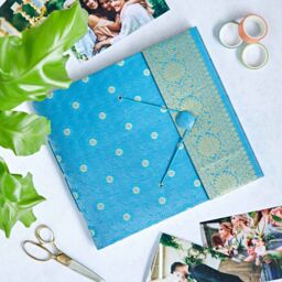 Paper High Large Sari Fabric Photo Album in Blue - thumbnail 1