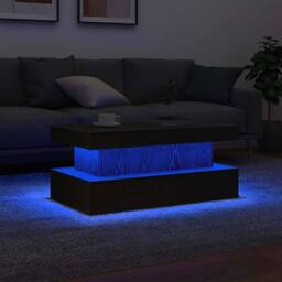 Berkfield Home Coffee Table with LED Lights Black Oak 90x50x40 cm - Size: 90 x 50 x 40 cm - thumbnail 5