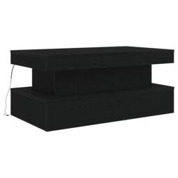 Berkfield Home Coffee Table with LED Lights Black Oak 90x50x40 cm - Size: 90 x 50 x 40 cm - thumbnail 3